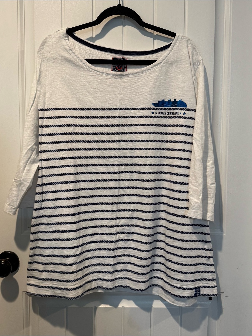 Disney White & Navy Nautical Anchor Patch Top with Red Accent